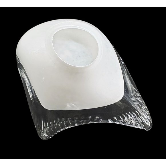 Cased Glass Vintage Swan Bowl/Dish Clear & White Summerso Effect - Picture 6 of 6